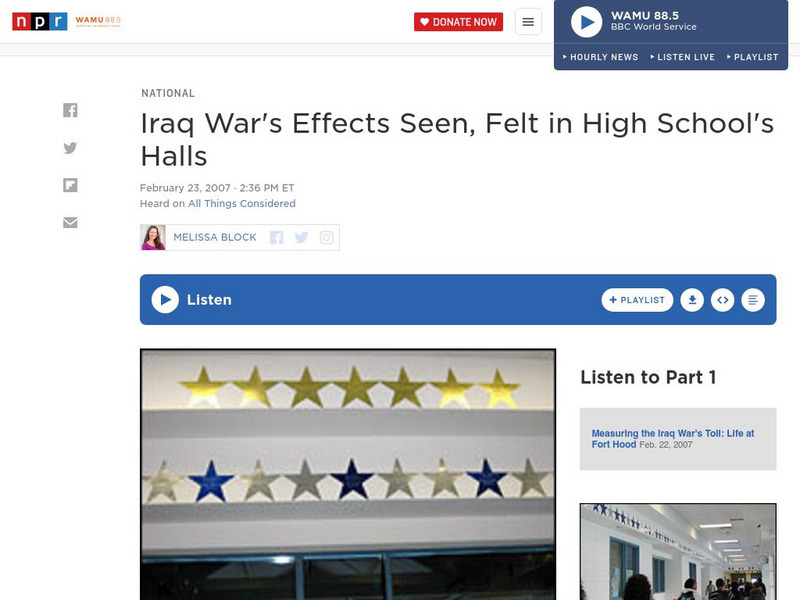 Npr: Iraq War's Effects Seen, Felt in High School's Halls Audio Npr: Iraq War's Effects Seen, Felt in High School's Halls Audio