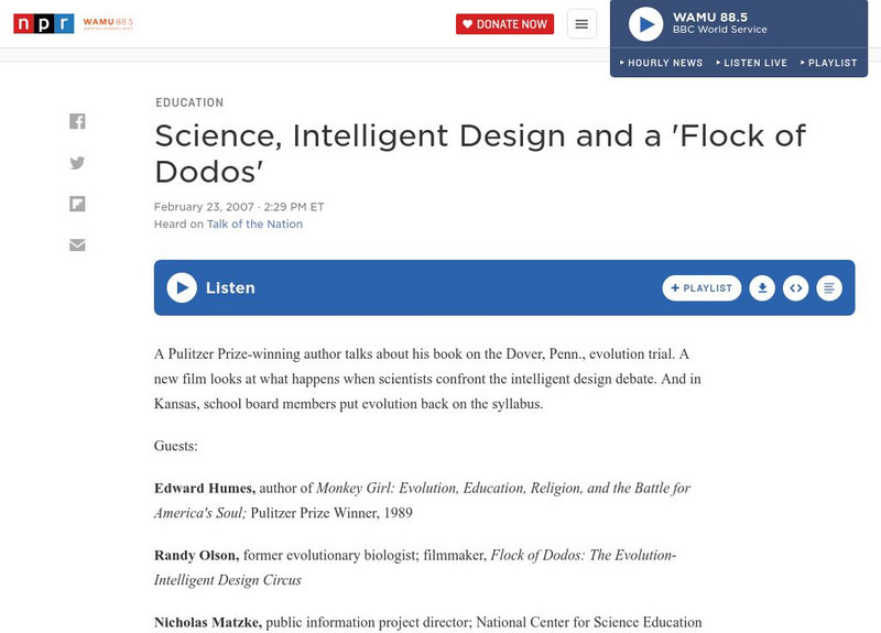 Npr: Science, Intelligent Design and a 'Flock of Dodos' Audio Npr: Science, Intelligent Design and a 'Flock of Dodos' Audio