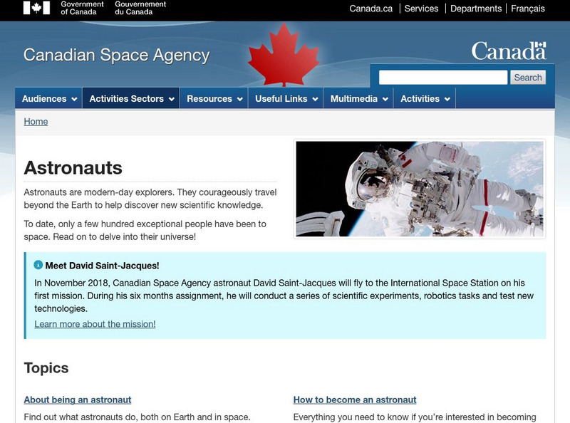 Canadian Space Agency: Astronaut Life Website Canadian Space Agency: Astronaut Life Website