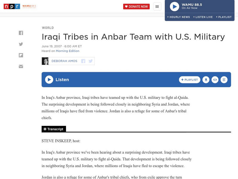 Npr: Iraqi Tribes in Anbar Team With u.s. Military Audio Npr: Iraqi Tribes in Anbar Team With u.s. Military Audio