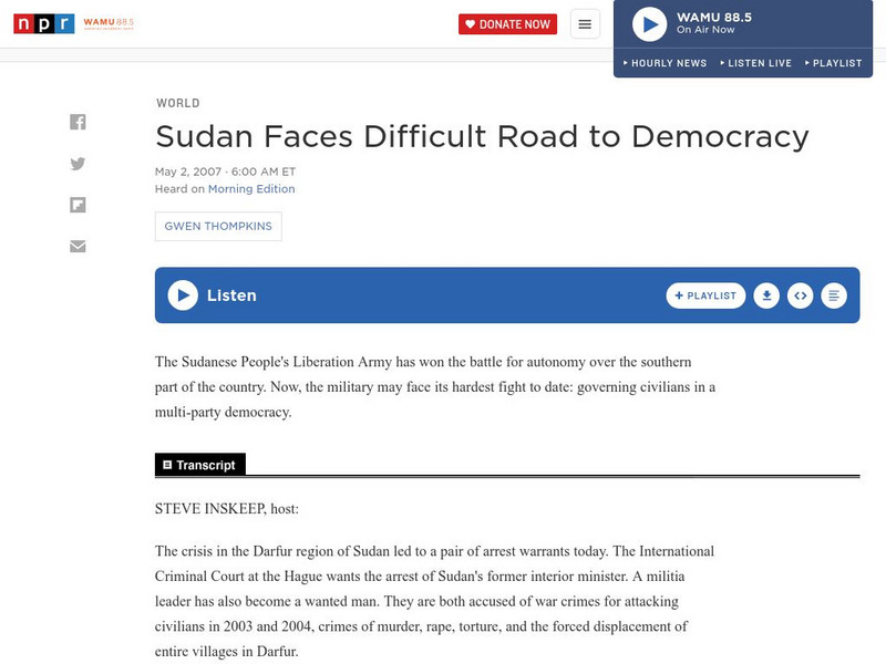 Npr: Sudan Faces Difficult Road to Democracy Audio Npr: Sudan Faces Difficult Road to Democracy Audio