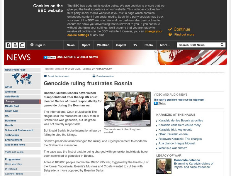 Bbc: Genocide Ruling Frustrates Bosnia Article Bbc: Genocide Ruling Frustrates Bosnia Article