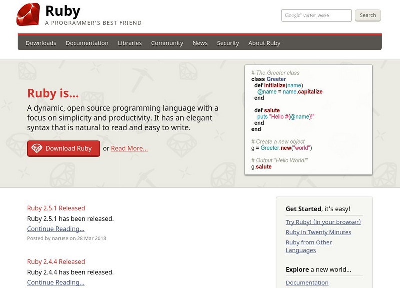 Ruby Programming Language Website Ruby Programming Language Website