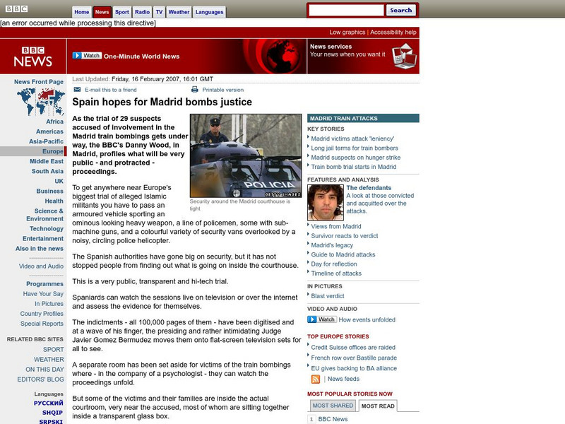 Bbc: Spain Hopes for Madrid Bombs Justice Article