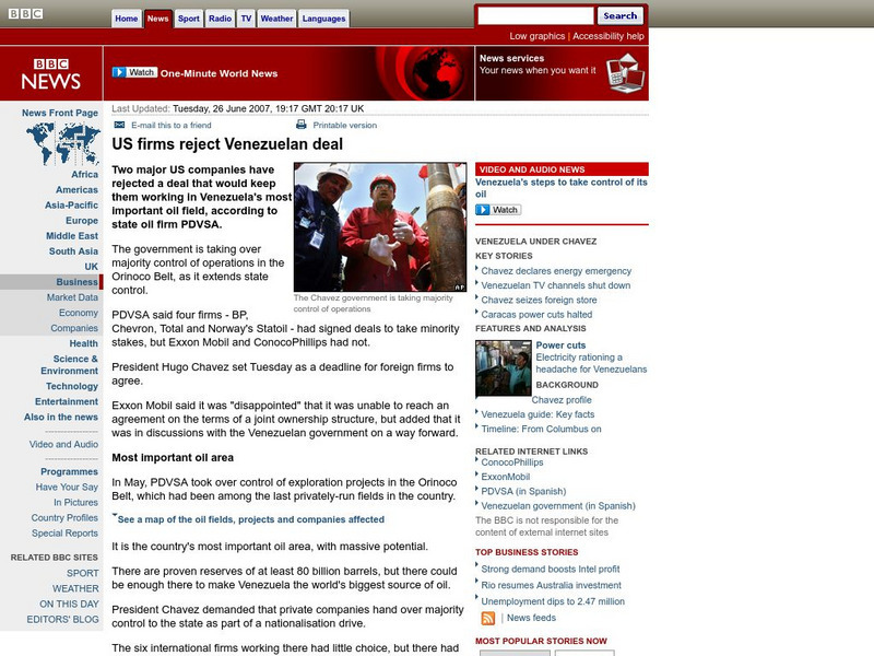 Bbc: Us Firms Reject Venezuelan Deal Article Bbc: Us Firms Reject Venezuelan Deal Article