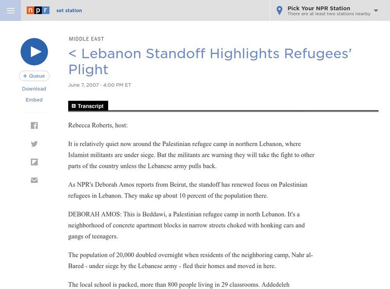 Npr: Lebanon Standoff Highlights' Refugees Plight Audio Npr: Lebanon Standoff Highlights' Refugees Plight Audio