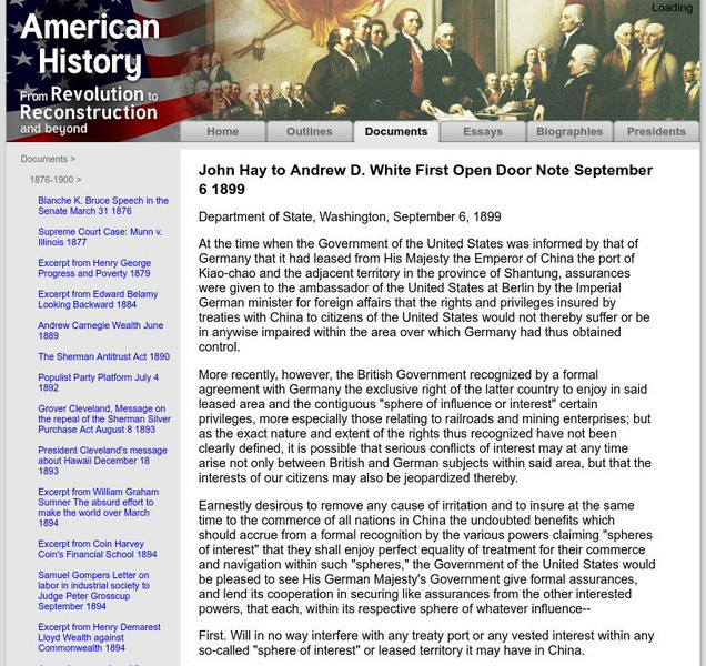 American History: Documents: Documents: Open Door Note Primary American History: Documents: Documents: Open Door Note Primary