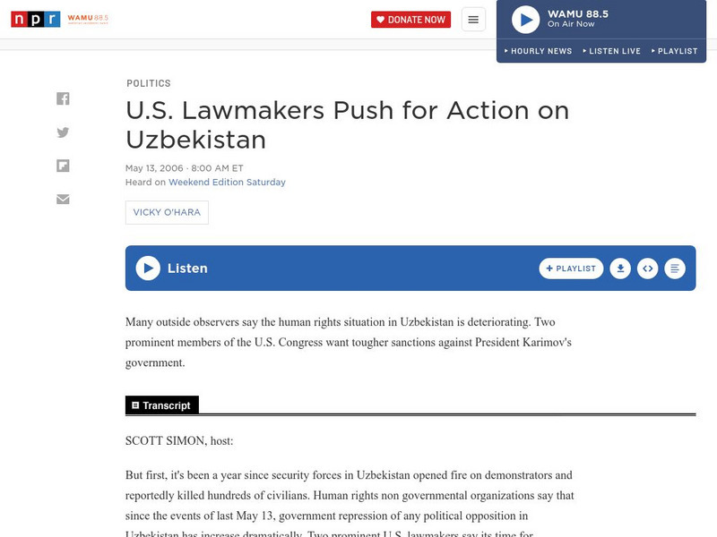 Npr: u.s. Lawmaker Push for Action on Uzbekistan Audio Npr: u.s. Lawmaker Push for Action on Uzbekistan Audio