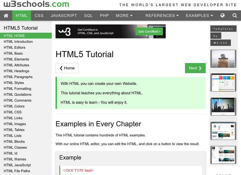 W3 Schools: Html(5) Tutorial Article W3 Schools: Html(5) Tutorial Article