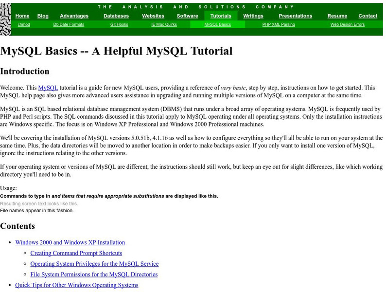 Taasc: My Sql Basics a Helpful My Sql Tutorial Website Taasc: My Sql Basics a Helpful My Sql Tutorial Website
