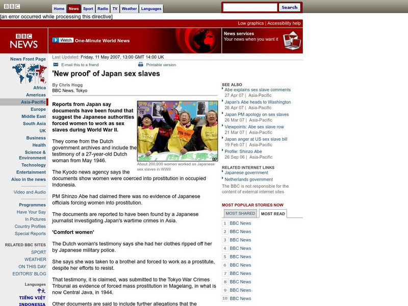 Bbc: 'New Proof' of Japan Sex Slaves Article Bbc: 'New Proof' of Japan Sex Slaves Article