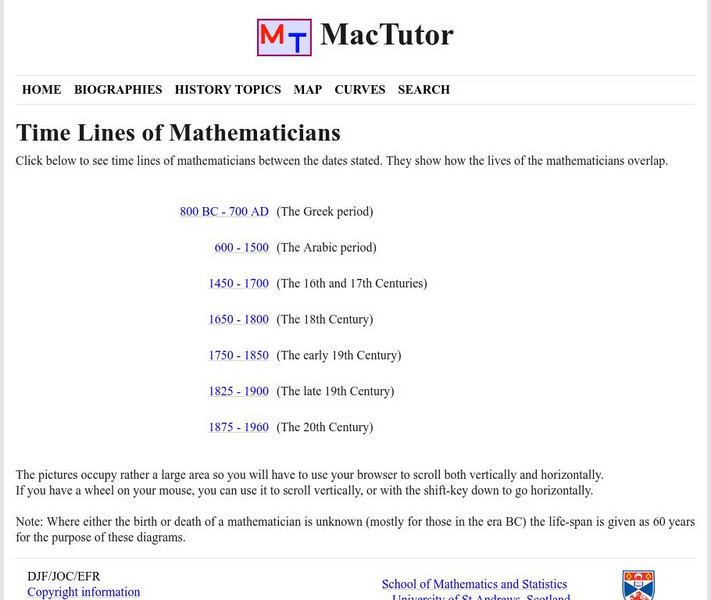 University of St. Andrews: A Time Line of Mathematicians Handout University of St. Andrews: A Time Line of Mathematicians Handout