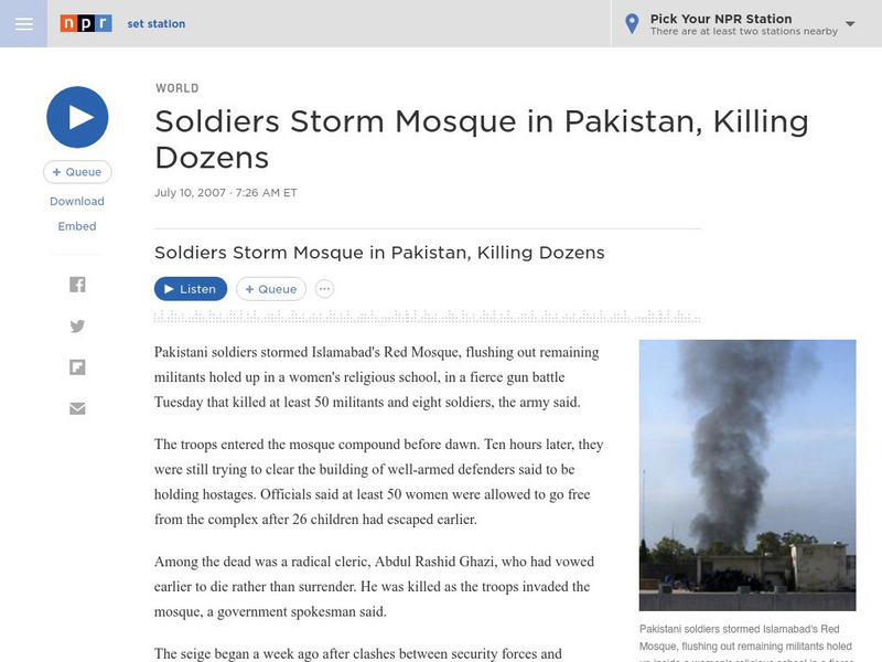 Npr: Soldiers Storm Mosque in Pakistan, Killing Dozens Audio Npr: Soldiers Storm Mosque in Pakistan, Killing Dozens Audio