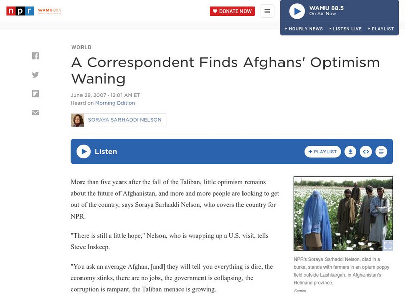 Npr: A Correspondent Finds Afghans' Optimism Waning Audio Npr: A Correspondent Finds Afghans' Optimism Waning Audio