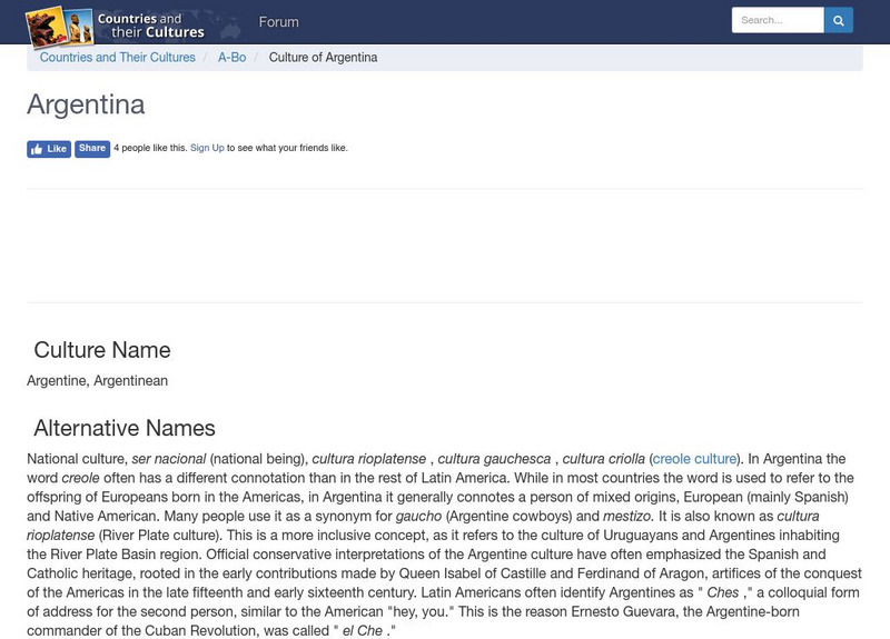 Countries and Their Cultures: Argentina Handout Countries and Their Cultures: Argentina Handout