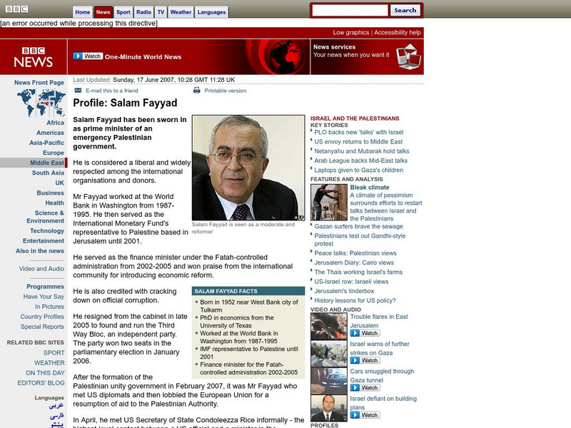 Bbc: Profile: Salam Fayyad Article