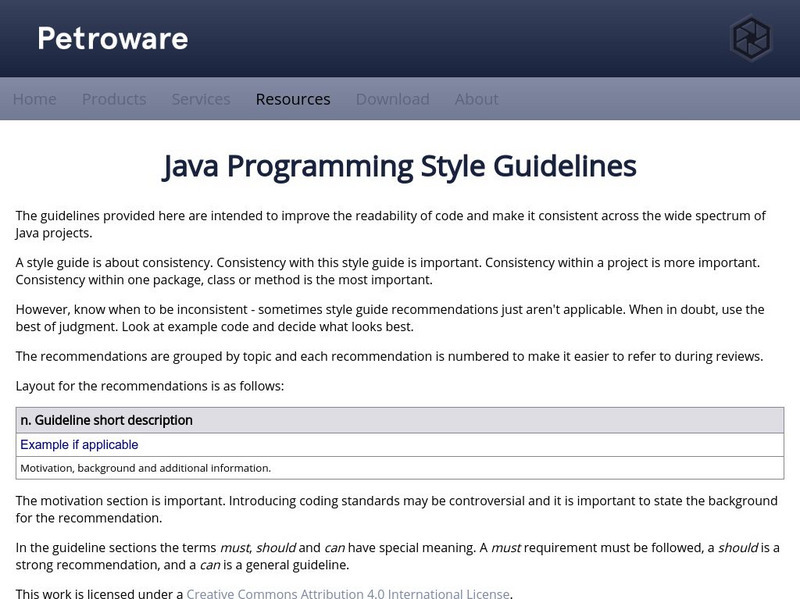Geotechnical Software Services : Java Programming Style Guidelines Handout Geotechnical Software Services : Java Programming Style Guidelines Handout