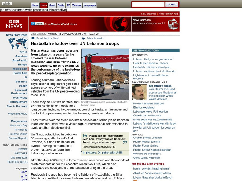 Bbc: Hezbollah Shadow Over Un Lebanon Troops Article Bbc: Hezbollah Shadow Over Un Lebanon Troops Article