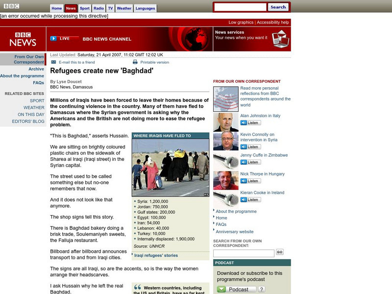 Bbc: Refugees Create New Baghdad Handout Bbc: Refugees Create New Baghdad Handout