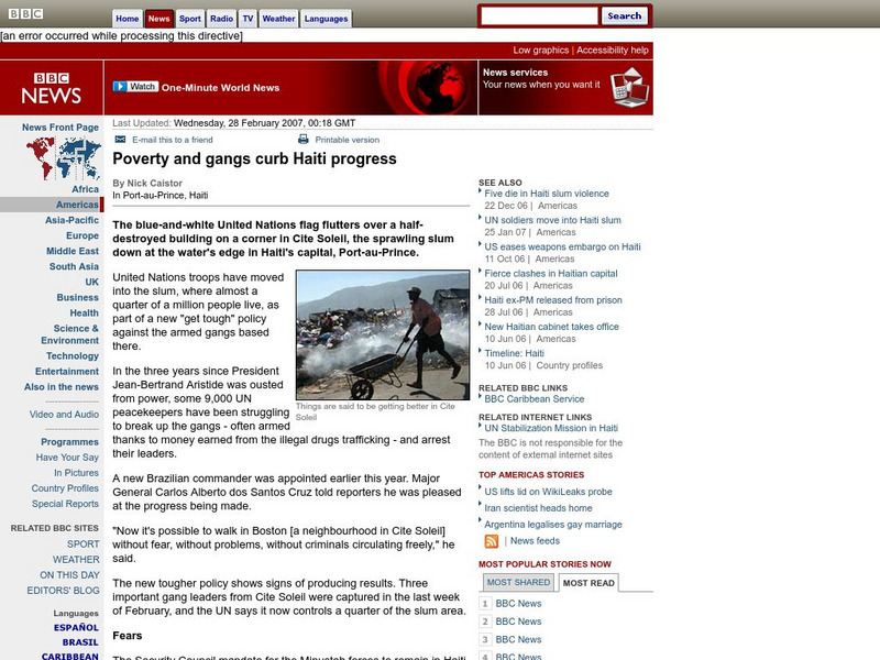 Bbc: Poverty and Gangs Curb Haiti Progress Article