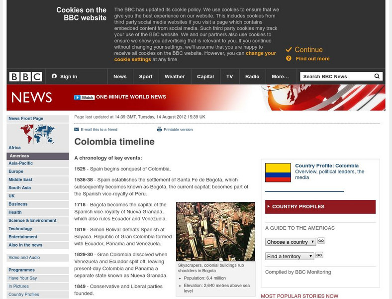 Bbc: News: Timeline: Colombia Handout Bbc: News: Timeline: Colombia Handout