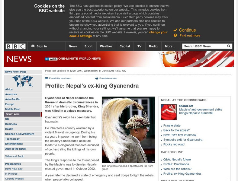 Bbc: Nepal's Ex King Gyanendra Article Bbc: Nepal's Ex King Gyanendra Article