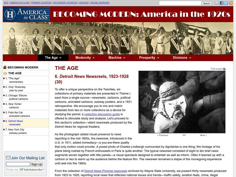 National Humanities Center: America in Class: America in the 1920s: Detroit News Newsreels Primary National Humanities Center: America in Class: America in the 1920s: Detroit News Newsreels Primary