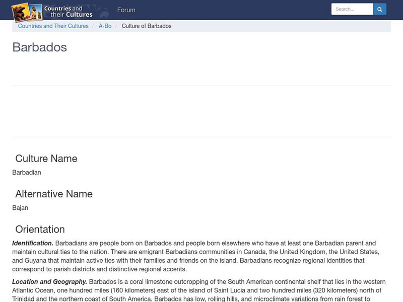 Countries and Their Cultures: Barbados Handout