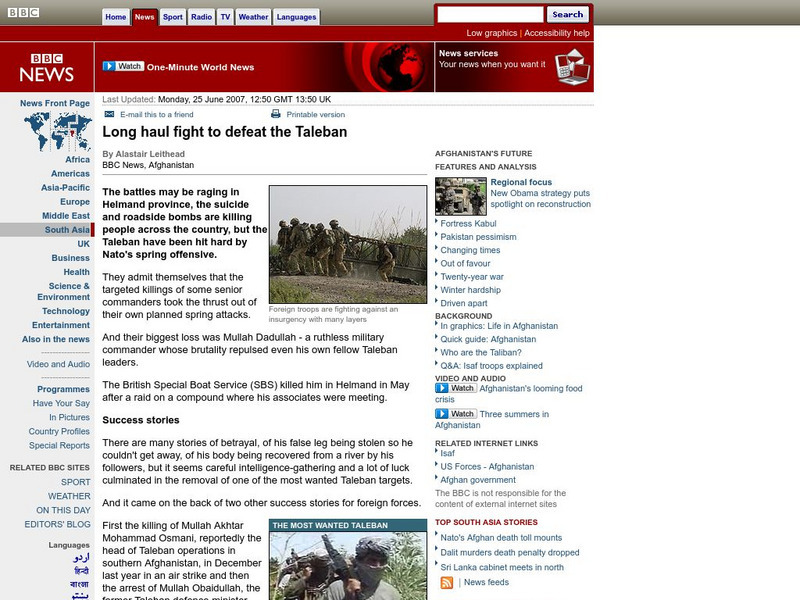 Bbc: Long Haul Fight to Defeat Taleban Article