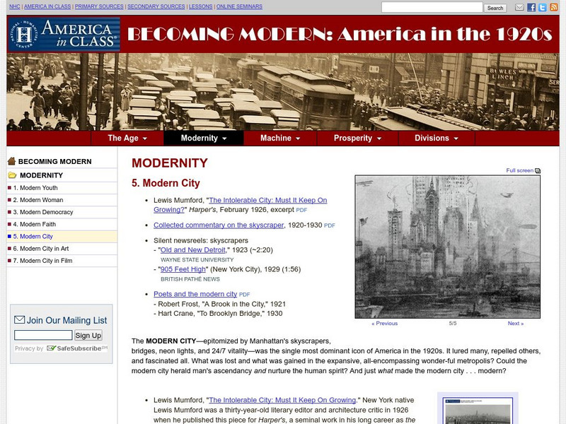 National Humanities Center: America in Class: America in the 1920s: Modern City Primary National Humanities Center: America in Class: America in the 1920s: Modern City Primary