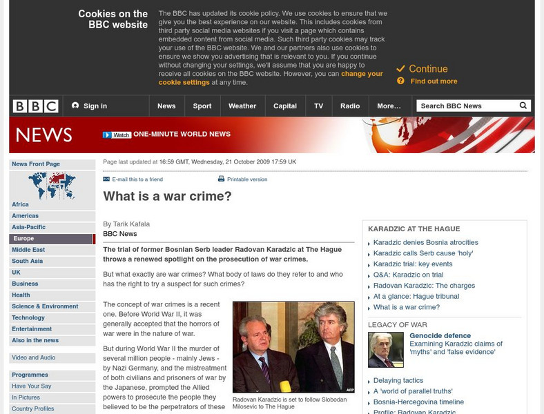 Bbc: What Is a War Crime? Handout