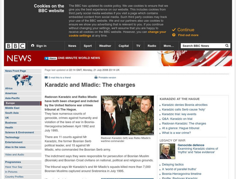 Bbc: Karadzic and Mladic: The Charges Article