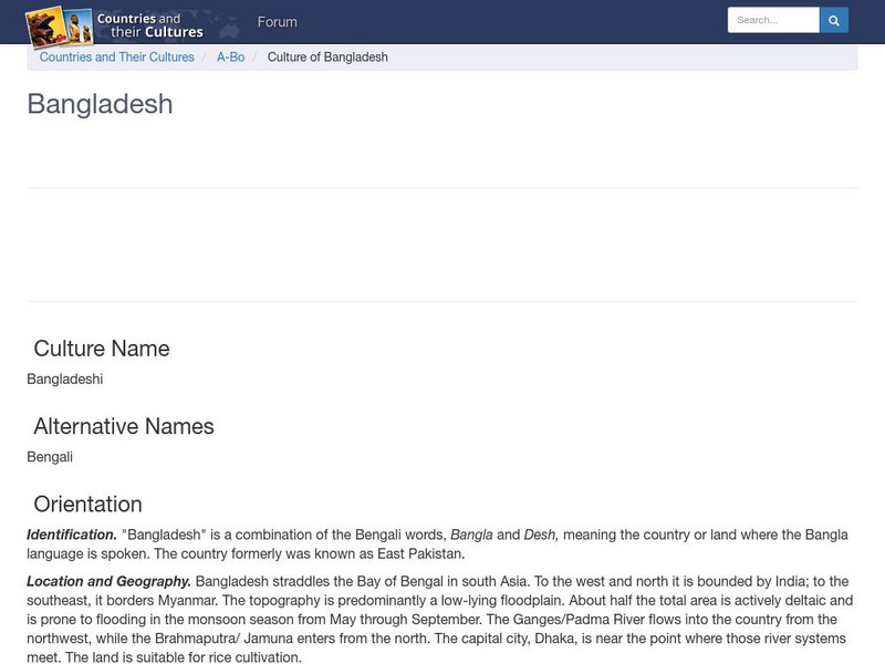 Countries and Their Cultures: Bangladesh Handout Countries and Their Cultures: Bangladesh Handout