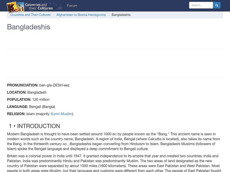 Countries and Their Cultures: Bangladeshis Handout Countries and Their Cultures: Bangladeshis Handout