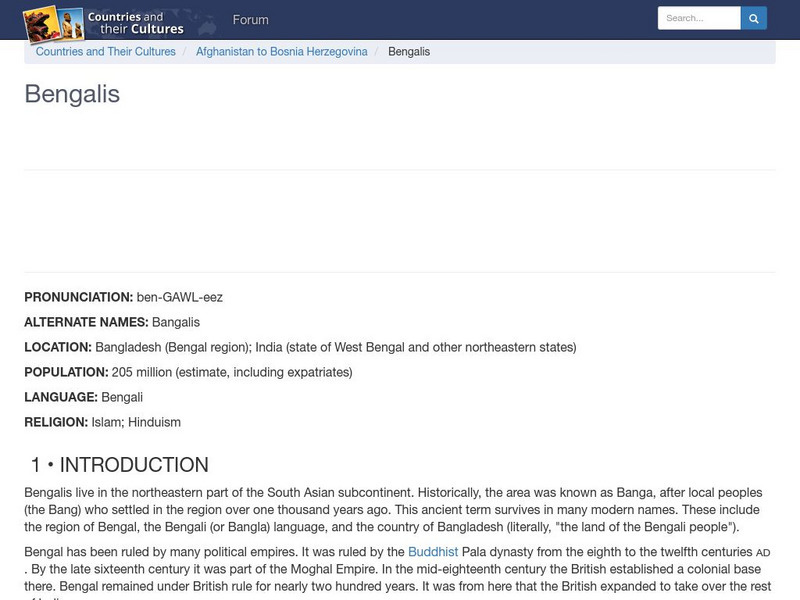 Countries and Their Cultures: Bengalis Handout Countries and Their Cultures: Bengalis Handout