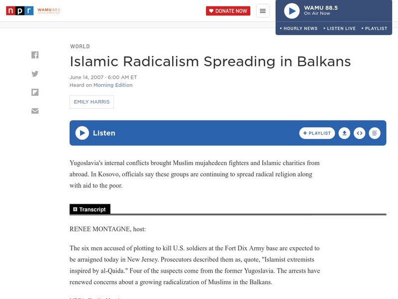 Npr: Islamic Radicalism Spreading in Balkans Audio Npr: Islamic Radicalism Spreading in Balkans Audio