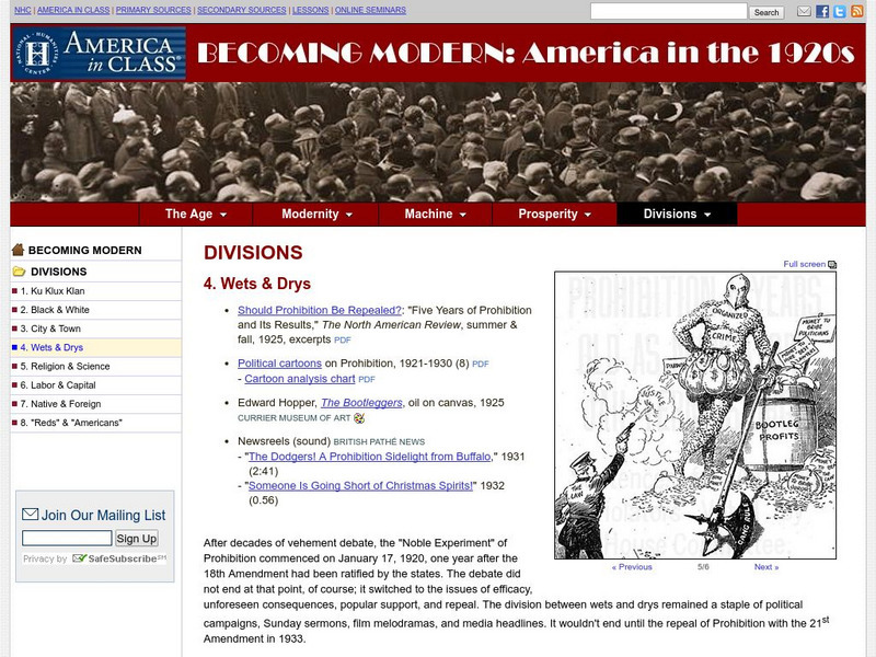 National Humanities Center: America in Class: America in the 1920s: Wets & Drys Primary National Humanities Center: America in Class: America in the 1920s: Wets & Drys Primary