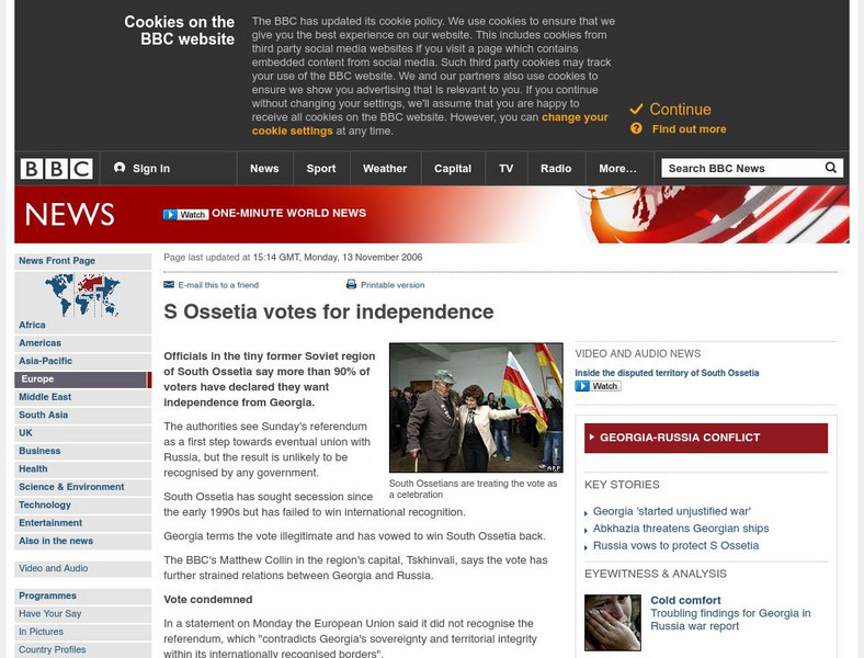 Bbc: South Ossetia Votes for Independence Article