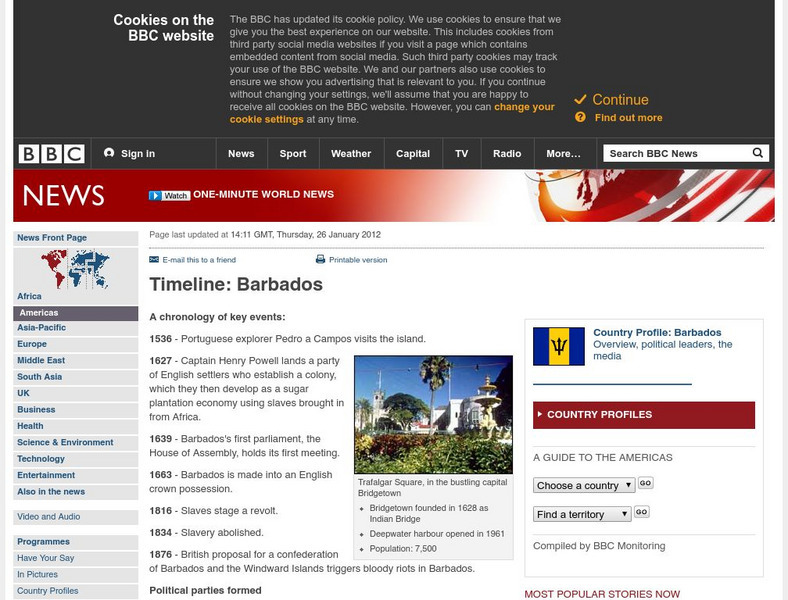 Bbc News: Barbados Timeline Handout Bbc News: Barbados Timeline Handout