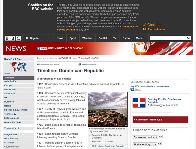 Bbc News: Dominican Republic Timeline Handout Bbc News: Dominican Republic Timeline Handout