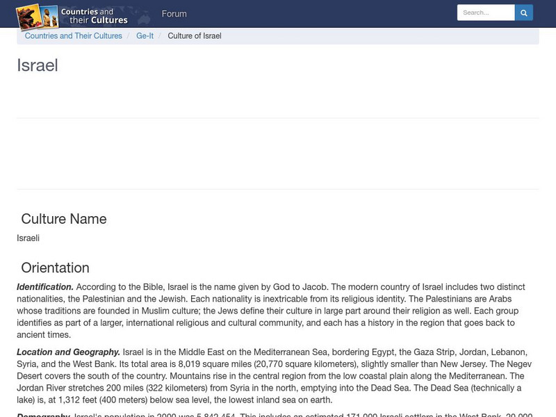Countries and Their Cultures: Israel Handout