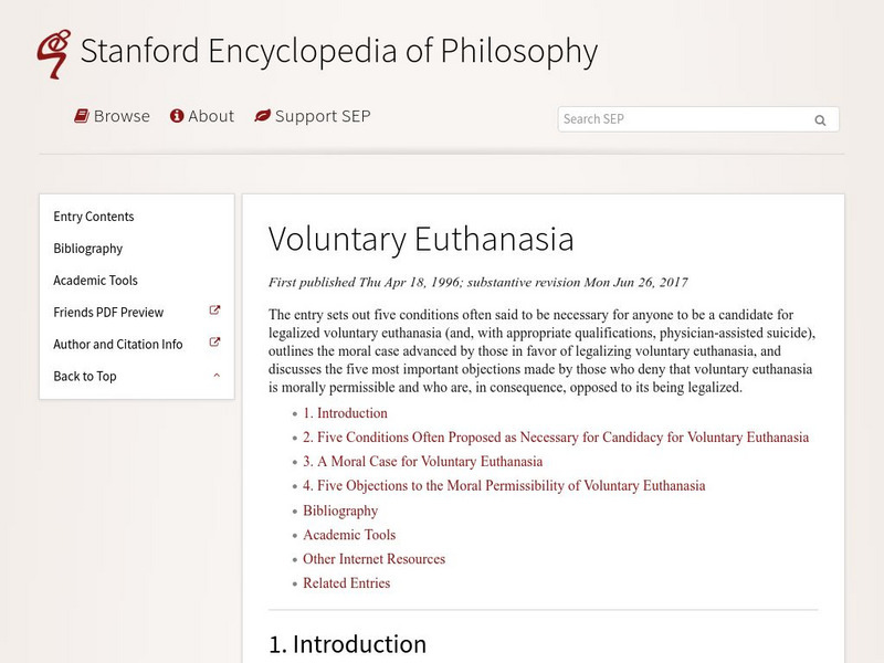 Stanford University: Voluntary Euthanasia Handout