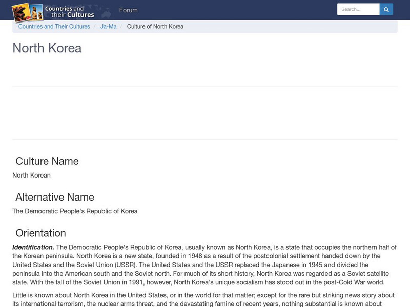Countries and Their Cultures: North Korea Handout