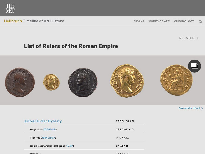 Metropolitan Museum of Art: List of Rulers: Roman Empire Website Metropolitan Museum of Art: List of Rulers: Roman Empire Website
