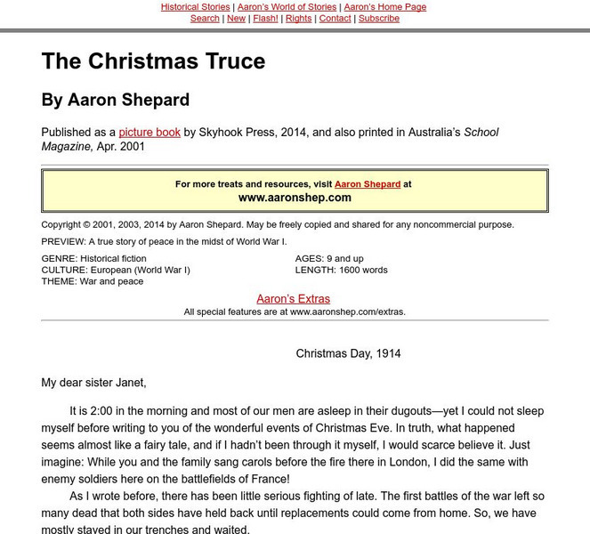Aaronshep: "The Christmas Truce" Handout Aaronshep: "The Christmas Truce" Handout