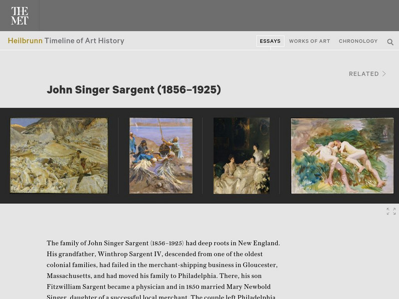 Metropolitan Museum of Art: John Singer Sargent (1856 1925) Handout Metropolitan Museum of Art: John Singer Sargent (1856 1925) Handout