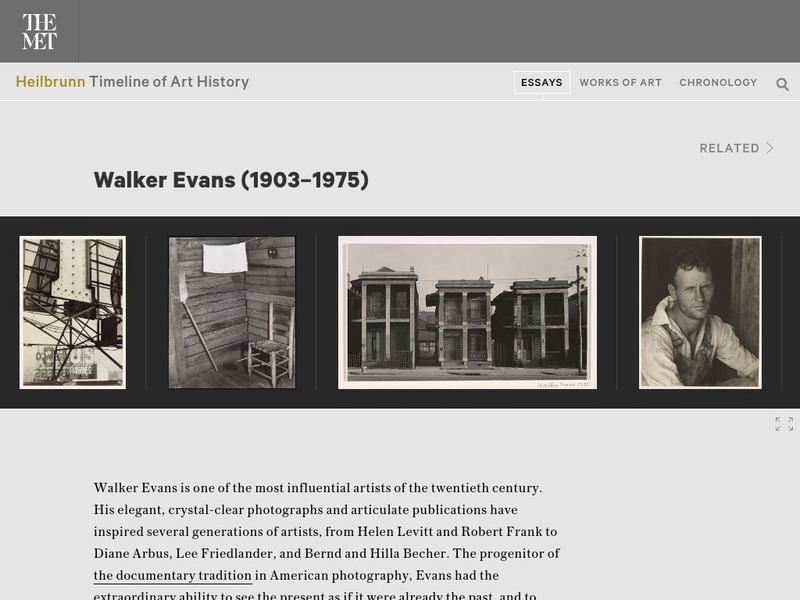 Metropolitan Museum of Art: Walker Evans (1903 1975) Handout