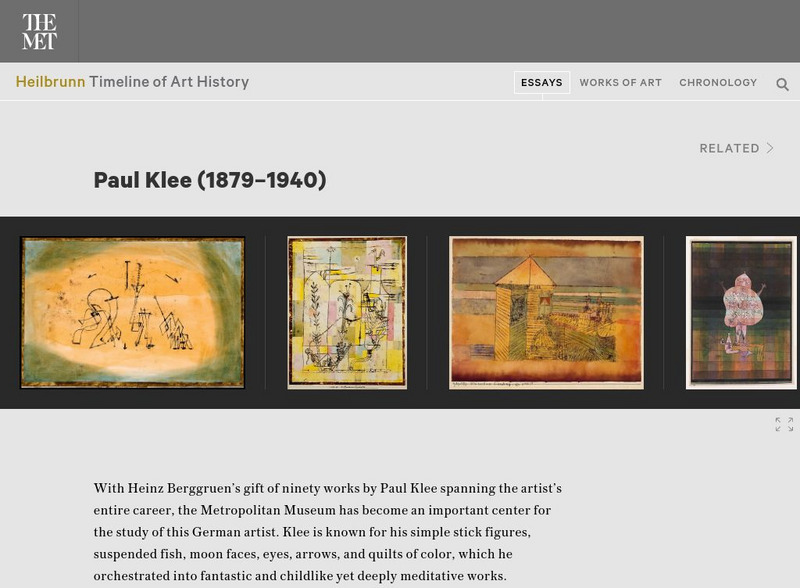 Metropolitan Museum of Art: Paul Klee (1879 1940) Handout