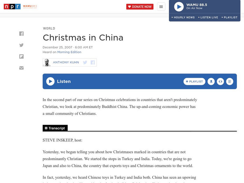 Npr: Christmas in China Audio Npr: Christmas in China Audio