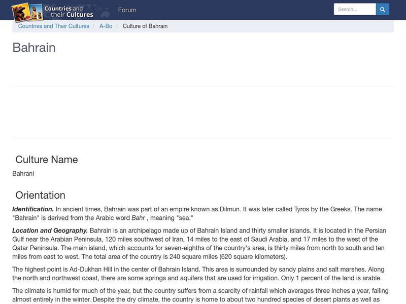 Countries and Their Cultures: Bahrain Handout